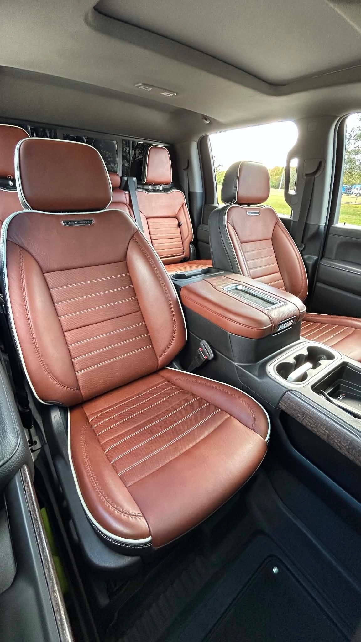 Surround yourself in luxury and comfort. GMC Denali Chevrolet For installs: instagram.com/2lowsierra
•   Custom full-grain leather upholstery
          Full-grain Italian leather
          Two-tone leather
          Perforated leather seat centers
          Contrasting hand-stitched piping
          Diamond or horizontal quilting
          Leather-wrapped door panels
          Leather dashboard and center console
•   Custom executive rear seating
          Individual captain's chairs
          Power reclini