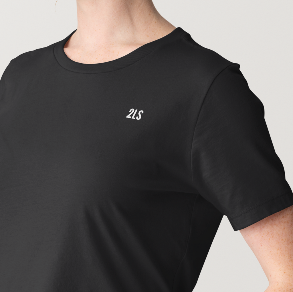 Person wearing a black t-shirt with a logo on a plain background 2lowsierra 2LS luxury tshirt louis vitton GMC sierra