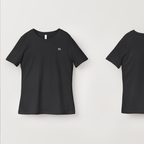 Black t-shirt shown from front and back on a light gray background 2lowsierra 2LS