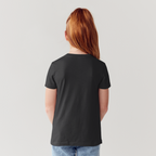 Person wearing a black t-shirt on a plain background youth 2LS tshirt 2lowsierra